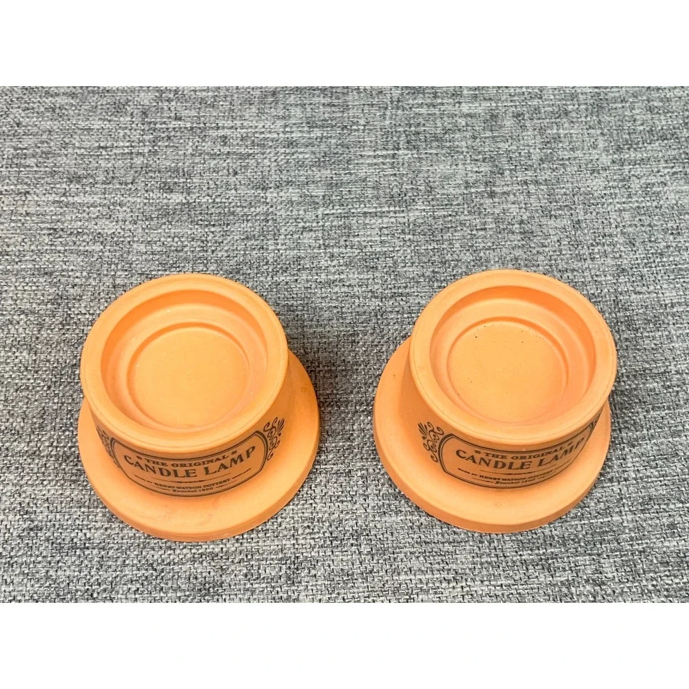 Henry Watson Pottery Terracotta Candle Lamp Bases Set of 2 England Rustic Decor